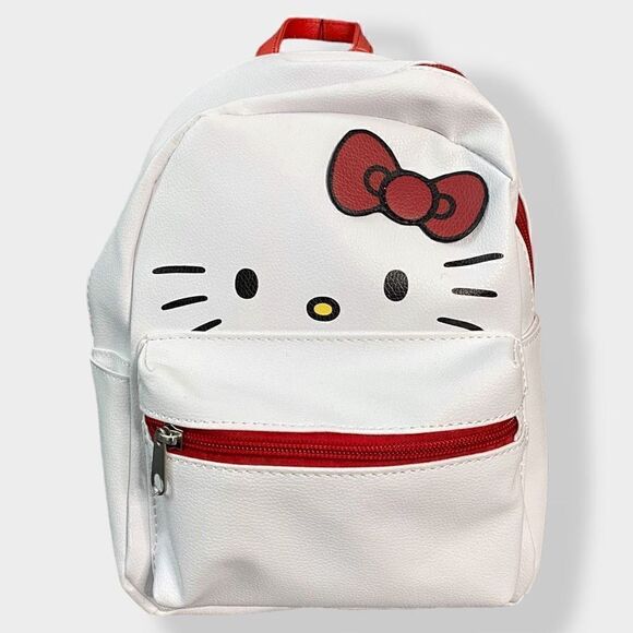 Hello Kitty Face Mini Backpack Faux Leather Sanrio Hard to Find New with Tags - Picture 2 of 8